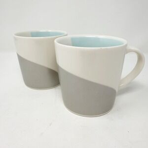 Starbucks 2005 Art Deco Gray Blue Pastel Curve 12 oz Coffee Mugs‎